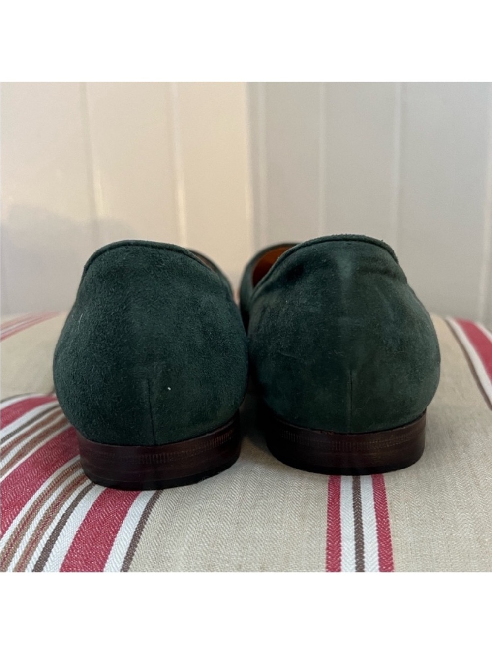 Ralph Lauren Forest Green Suede Loafers with Gold emblem - Picture 6 of 13